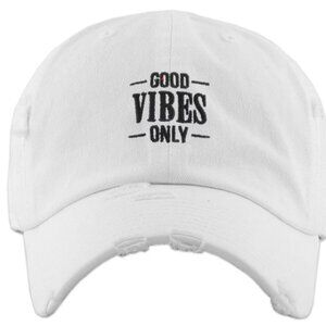 White Good Vibes Only Vintage Baseball Hat
